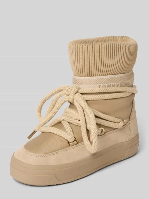 Kozaki z dodatkiem skóry Tommy Hilfiger Beżowy