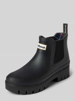 Kozaki z naszywką z logo model 'Halton Chelsea Welly' Barbour Czarny