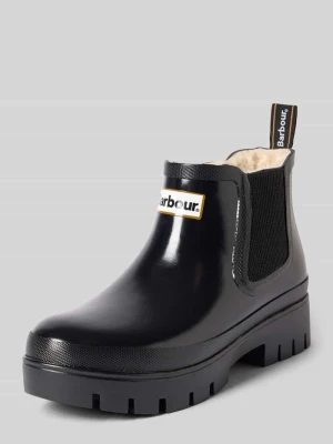 Kozaki z naszywką z logo model 'Halton Faux Fur Welly' Barbour Czarny