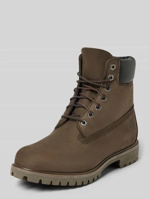 Kozaki z naturalnej skóry z wytłaczanym logo Timberland Ciemnobrązowy