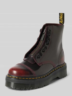 Kozaki ze skóry bydlęcej nappa z przednim zamkiem błyskawicznym Dr. Martens Bordowy