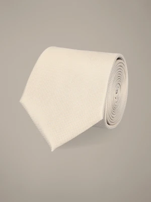 Krawat Beżowy Jedwabny Wzór Lancerto