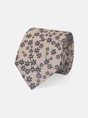 Krawat Beżowy w Kwiaty Lancerto