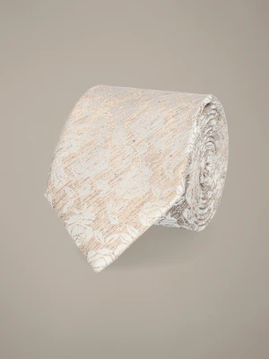 Krawat Beżowy w Kwiaty Lancerto