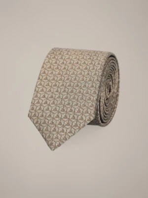 Krawat Beżowy Wzór Geometryczny Lancerto