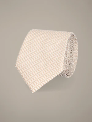 Krawat Beżowy Wzór Geometryczny Lancerto