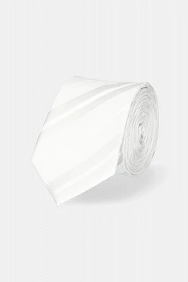 Krawat Biały w Pasy Lancerto