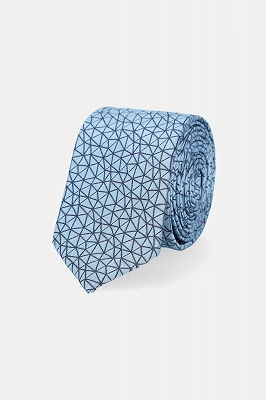 Krawat Błękitny Wzór Geometryczny Lancerto