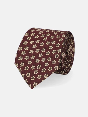 Krawat Bordowy w Kwiaty Lancerto