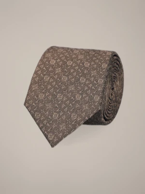 Krawat Brązowy Jedwabny Wzór Lancerto