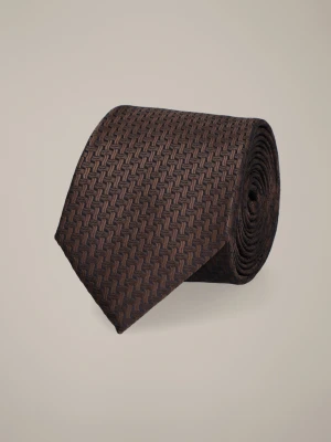 Krawat Brązowy Wzór Geometryczny Lancerto