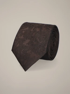 Krawat Brązowy Wzór Roślinny Lancerto