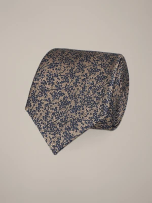Krawat Brązowy Wzór Roślinny Lancerto