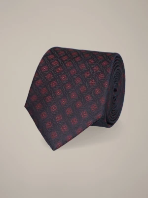 Krawat Granatowo-Bordowy Wzór Geometryczny Lancerto