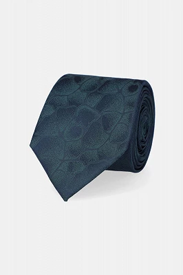Krawat Granatowo-Zielony Wzór Lancerto