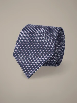 Krawat Granatowy Jedwabny Wzór Geometryczny Lancerto