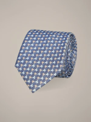 Krawat Granatowy Jedwabny Wzór Lancerto