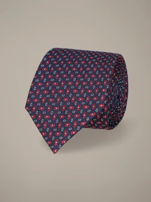Krawat Granatowy Jedwabny Wzór Lancerto