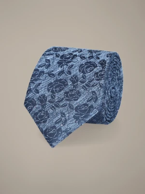 Krawat Granatowy w Kwiaty Lancerto