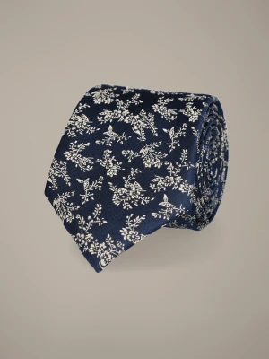 Krawat Granatowy w Kwiaty Lancerto