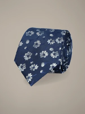 Krawat Granatowy w Kwiaty Lancerto