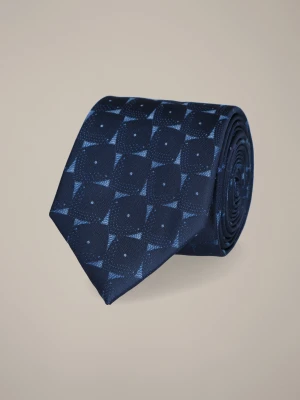 Krawat Granatowy Wzór Geometryczny Lancerto
