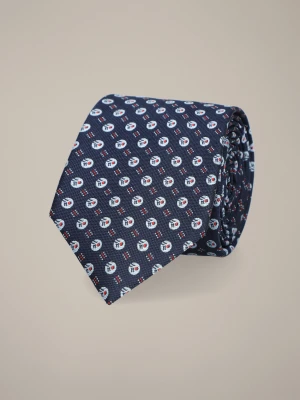 Krawat Granatowy Wzór Geometryczny Lancerto