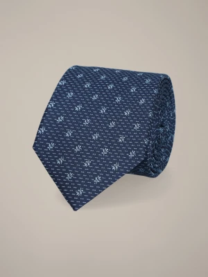 Krawat Granatowy Wzór Roślinny Lancerto