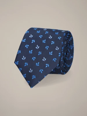 Krawat Granatowy Wzór w Liście Lancerto
