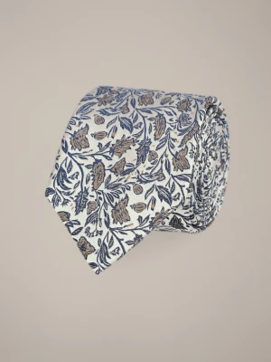 Krawat Jasnobeżowy Wzór Roślinny Lancerto