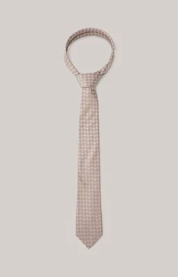 Krawat jedwabny w kolorze jasnobrązowym w rzucik Joop