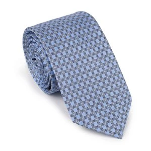 Krawat jedwabny wzorzysty niebiesko-szary Wittchen