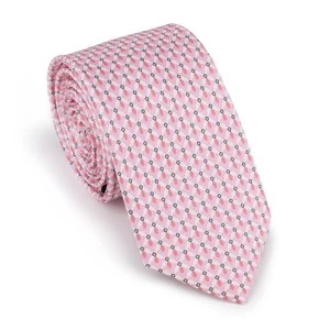 Krawat jedwabny wzorzysty różowo-niebieski Wittchen