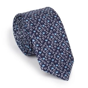 Krawat jedwabny wzorzysty granatowo-niebieski Wittchen