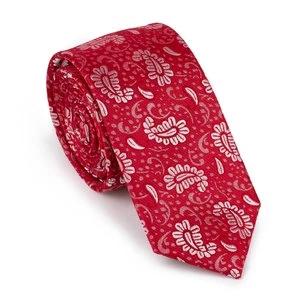 Krawat jedwabny wzorzysty czerwono-biały Wittchen