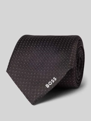 Krawat jedwabny z detalem z logo Boss