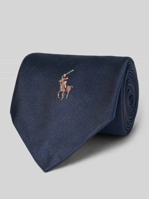 Krawat jedwabny z wyhaftowanym logo Polo Ralph Lauren