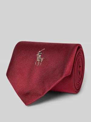 Krawat jedwabny z wyhaftowanym logo Polo Ralph Lauren