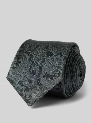 Krawat jedwabny ze wzorem paisley Monti Antracytowy