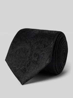 Krawat jedwabny ze wzorem paisley Monti Czarny