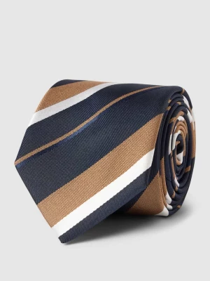 Krawat jedwabny ze wzorem w paski BOSS Slim Fit