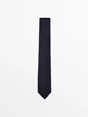 Krawat O Drobnej Fakturze Ze 100% Jedwabiu - Granatowy - - Massimo Dutti - Mężczyzna