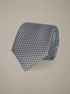 Krawat Szaro-Granatowy Wzór Geometryczny Lancerto