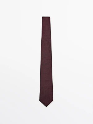 Krawat W Groszki Ze 100% Jedwabiu Morwowego - Czerwone Wino - - Massimo Dutti - Mężczyzna