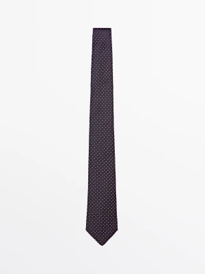 Krawat W Kropki Ze 100% Jedwabiu - Bordowy - Massimo Dutti - Male