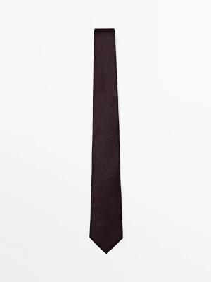 Krawat Z Fakturą Ze 100% Jedwabiu - Bordowy - Massimo Dutti - Male
