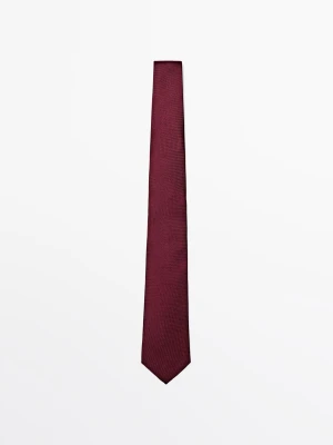 Krawat Z Fakturą Ze 100% Jedwabiu - Czerwone Wino - - Massimo Dutti - Male