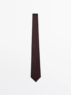 Krawat Ze 100% Jedwabiu - Czerwone Wino - - Massimo Dutti - Mężczyzna