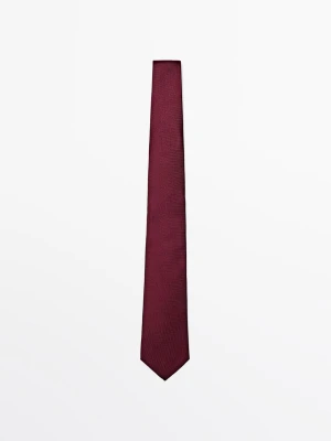 Krawat Z Fakturą Ze 100% Jedwabiu - Czerwone Wino - - Massimo Dutti - Mężczyzna