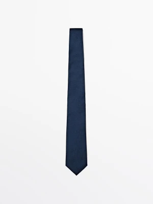 Krawat Z Fakturą Ze 100% Jedwabiu - Granatowy - - Massimo Dutti - Mężczyzna